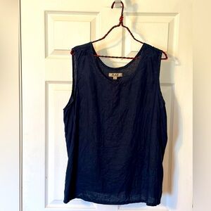 Navy blue linen tank size L